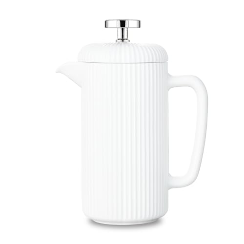 Easyworkz Porzellan-French-Press, 1000ml, Kaffeemaschine mit Edelstahl-Kolben, E