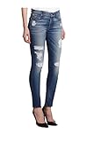 7 For All Mankind Women's Mid Rise Skinny Fit Ankle Jeans, Distressed Authentic Light, 28