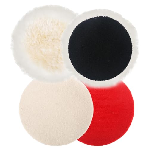 XTDMJ Juego de 4 almohadillas de pulido compatibles de 125 mm, discos de pulido de lana de cordero, almohadillas de pulido para lijadora excéntrica con velcro para coche