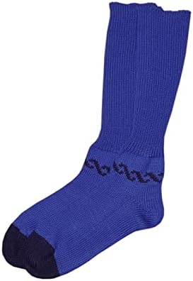 tevirP Long Socks 100% MERINO WOOL Over-the-Calf adult men women knit (L, Sky blue-Dark blue)