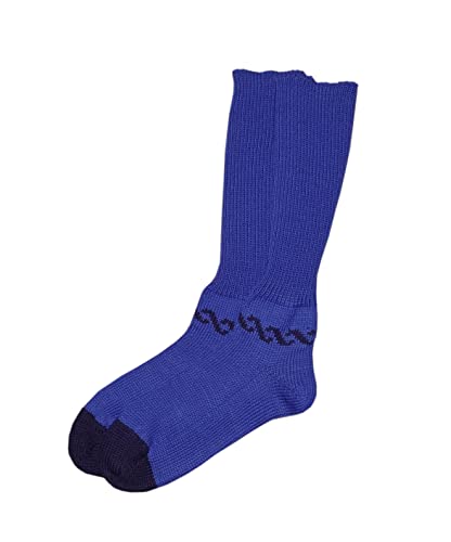 Tevirp Long Socks 100% Merino Wool Over-The-Calf Adult Men Women Knit (L, Sky Blue-Dark Blue) #TOP1