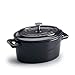 Pentole Agnelli Slowcook Casserole Ovale avec 2 poignées, en Fonte 0.4 litri Noir Brillant