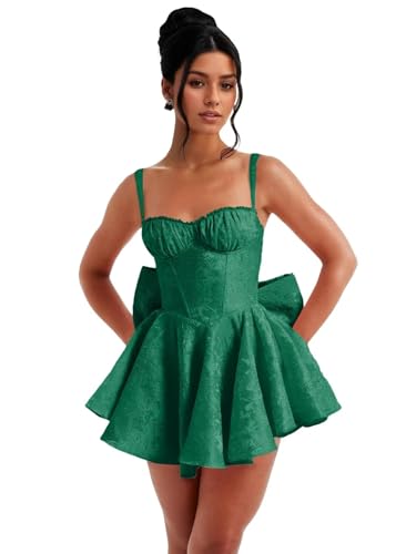 Image of Short Satin Homecoming Dresses with Bows Applique Corset Prom Dress Mini HOCO Party Cocktail Gowns for Teens