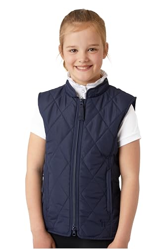 Image of HORZE Kid's Unisex Quilted Softshell Lightweight Windproof Equestrian Riding Vest | Size Chart in Image