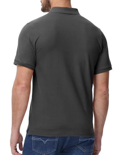 Image of MIER Men's Cotton Pique Polo Shirts, Short Sleeve Golf Work Casual Tops