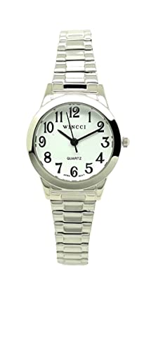 Montre classique ronde élastique femme argenté sans fermoir dur