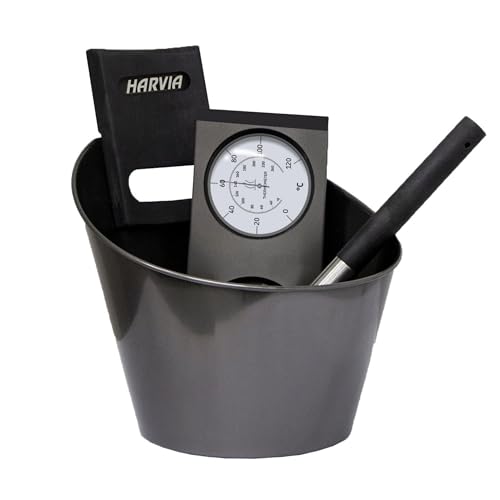 Preisvergleich Produktbild Harvia Sauna Zubehörset Black Steel Saunakübel Kelle Thermo-Hygrometer Edelstahl