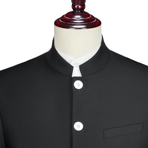 Men's Classic Chinese Tunic Suit Stand Collar Slim Fit 2 Piece Suits Mandarin Collar Blazer Jacket3