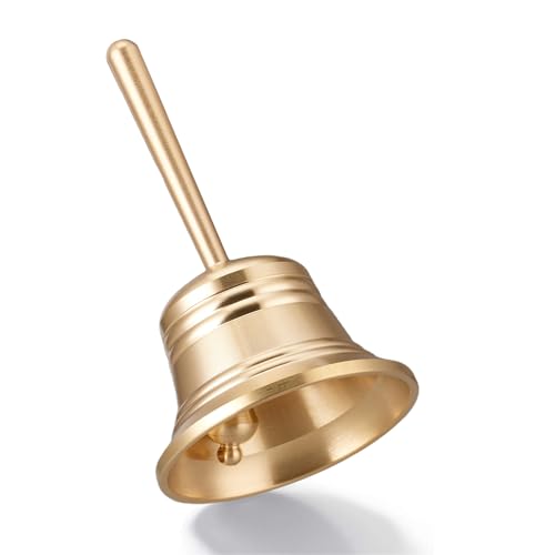 Etehup 2.05IN Brass Hand Bell Small Call Bell Dinner Hand Bell Suitable for Seniors Bedside Games Pet Training and More