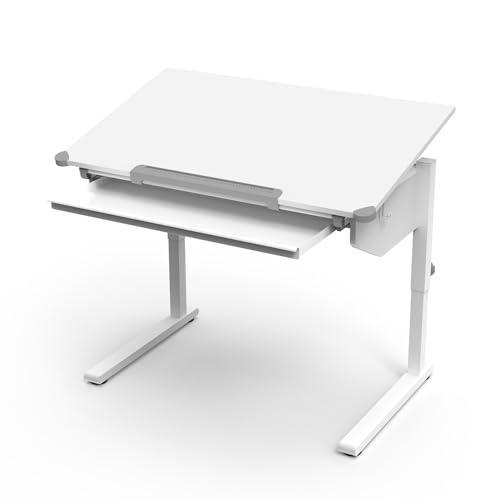 Vicco Kinderschreibtisch Arc, Weiß, 108 x 68 cm höhenverstellbar, für ergonomisches Arbeiten und anpassbare Sitzposition
