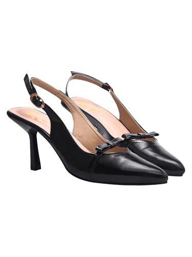 Image of Shoetopia Women's Slingback Pumps - Pointed Toe Elegant Stylish Classic High Heels with Bow Knot and Adjustable Strap