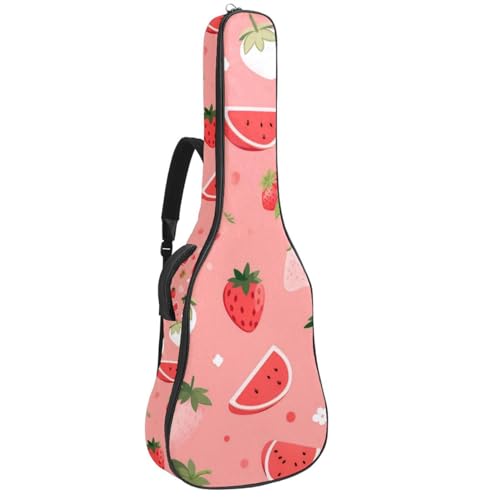Housse de guitare acoustique étanche multicolore motif fruits rouges 42.9x16.9x4.7 in