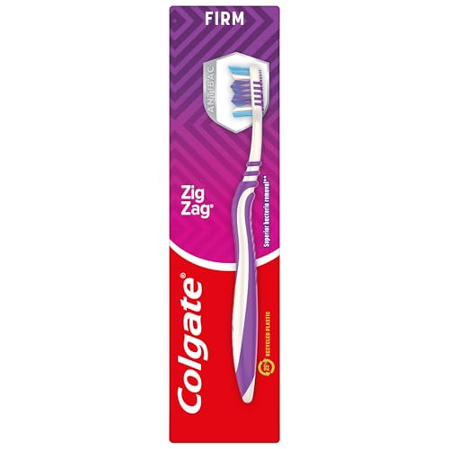 Colgate Zigzag Firm Bristles Manual Toothbrush Pack of 1 Multi Angle Cross Bristles with Flexible Neck for Gum Comfort and Tongue Cleaner