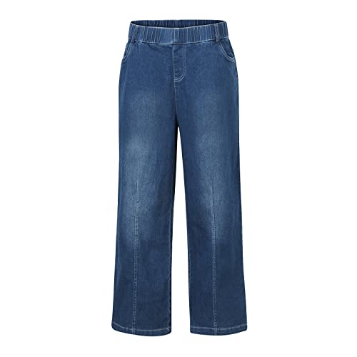 Generic Wide Leg Geans for Women Trendy Pull On Stretchy Lightweight Elastic Mid Waist Denim Pants Baggy Comfy Palazzo Pants4