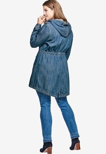 ellos Plus Size Hooded Anorak Denim Jacket2