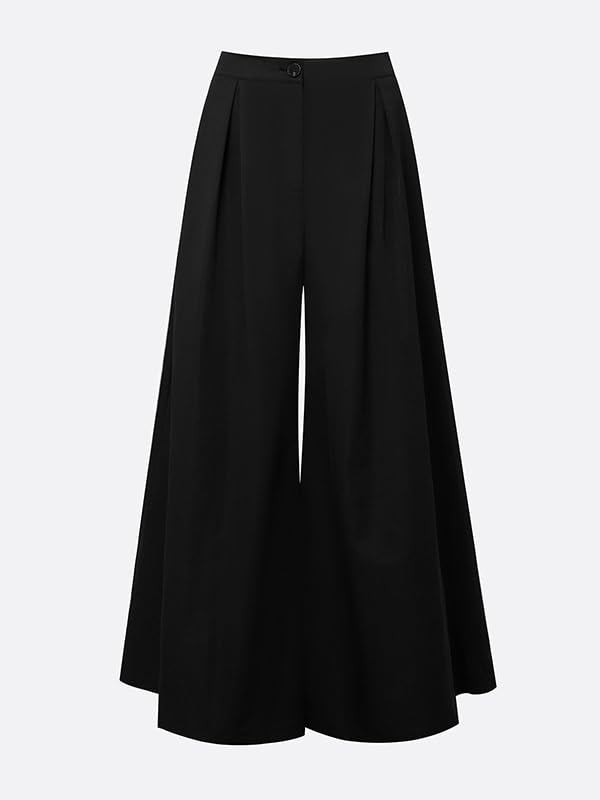 UOOZEE Women's Elegant Wide Leg Pants Elastic High Waisted Loose Palazzo Trousers Comfortable Office Work Casual Lounge Wear4