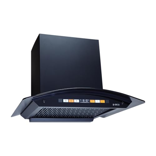 Image of Elica 60cm 1600 m3 /hr Filterless Autoclean Curved Glass Kitchen Chimney|15 Yrs Motor & 5 Years Comprehensive Warranty|Black | Orange Touch Control Panel+Motion Sensor| WD HS ORG FL 600 HAC LTW MS NERO