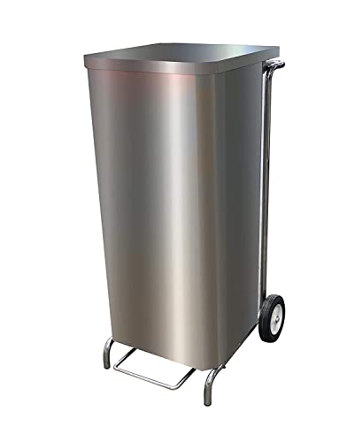 L2G Porte-Sacs Mobile Carene INOX A Ouverture Frontale pour Sacs DE 100-130L, 2 Roues D.150 MM