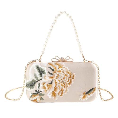 Sac à main brodé pivoine léger et logeable pour mariage