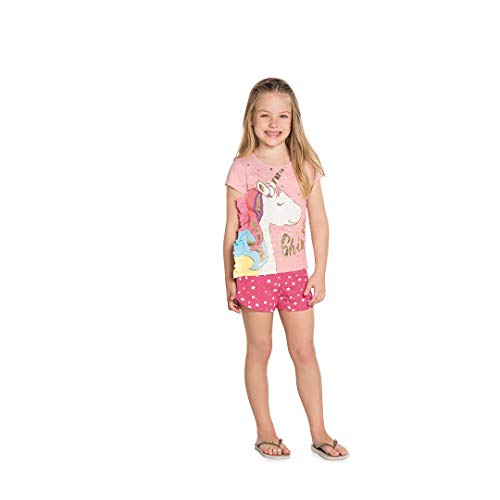 PIJAMA INFANTIL FEMININO UNICORINIO MARISOL ALGODÃO BRILHA NO ESCURO (6, rosa)