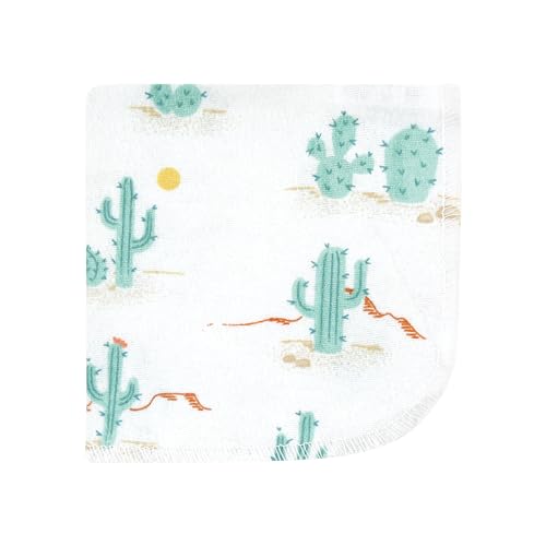 Image of Hudson Baby Unisex Baby Flannel Cotton Poly Washcloths, Desert Cactus 12 Pack, One Size
