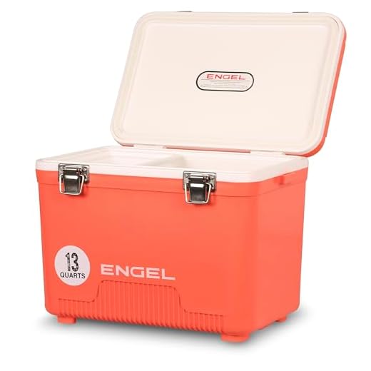 ENGEL UC13CR 13 Quart 18 Can Leak Proof Odor Resistant Insulated Cooler Drybox with Integrated Shoulder Strap, Coral