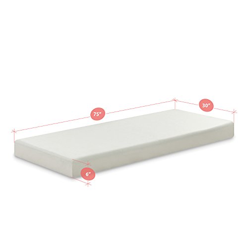 Zinus 6 Inch Ultima Memory Foam Mattress, Narrow Twin, Fiberglass Free, Pressure Relieving, CertiPUR-US Certified, Mattress in A Box, White