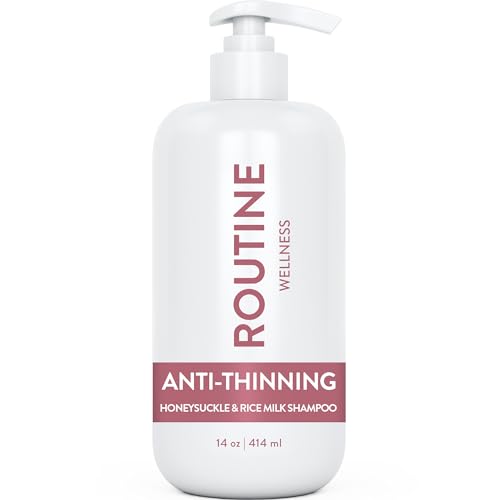 Routine Wellness Shampoo for Stronger Hair - Biotin | Vegan | Color Safe | Sulfate-Free | Clinically Tested | Nourishing Oils and Vitamins - Honeysuckle & Rice Milk 14oz