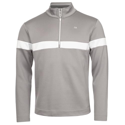 Calvin Klein Mens Scale CK Insul-Lite 1/2 Zip Sweater - Silver Marl - M