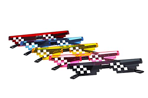 5 Pcs Colorful Sunglasses Thug Life Sunglasses Pixelated Funny Mosaic Glasses for Party Club Bar Photo Sunglasses Decoration Fashion Game