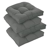 downluxe Outdoor Chair Cushions Set of 4 for Patio Furniture, Water Resistant Tufted Overstuffed Patio Furniture Cushions, Thick Outdoor Seat Cushion, 19' X 19' X 5', Dark Grey