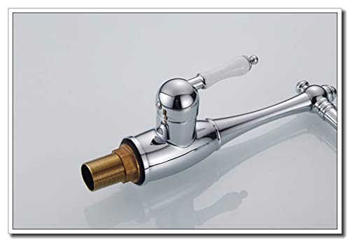 Mitigeur d'eau de cuisine chrome et laiton antique au design rétro - 8