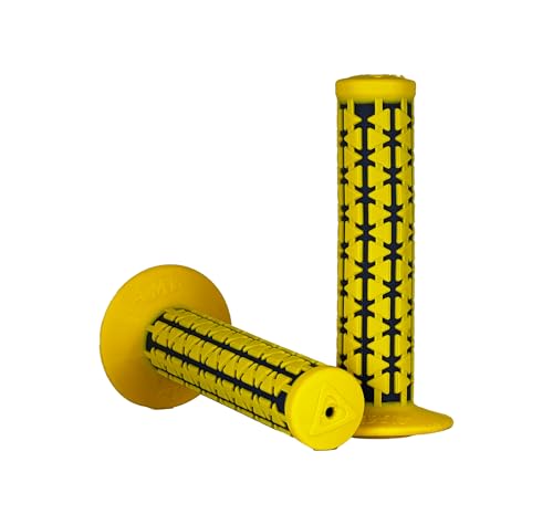 A'ME Dual Compound Classic Flange BMX Bicycle Grips (Yellow/Blue)