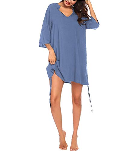 Cache-maillot de plage pour femme avec col en V et imprimé papillon, bleu, L
