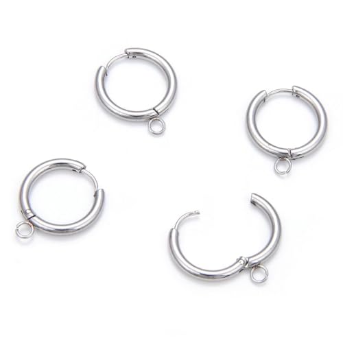 50pcs Adabele 316 Stainless Steel 18.5mm Huggie Earring Hooks, 10 Gauge Thick