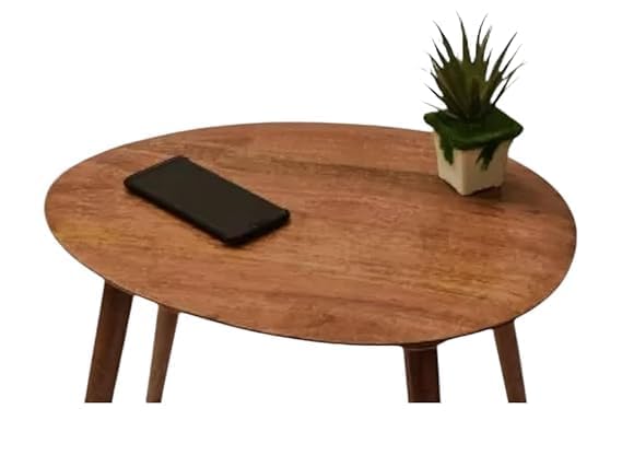 Image of Shoppee Foldable Oval Shaped Bed Side Table for Coffee Tea & Living Room Beauty Full Table (Full Walnut, Medium)