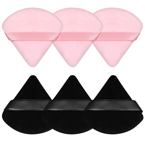 Pimoys 6 Pieces Powder Puff, Face Makeup Sponge Soft Velour Trian...