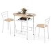Giantex 3 Piece Dining Set Compact 2 Chairs and Table Set with Metal Frame and Shelf Storage Bistro Pub Breakfast Space Saving for Apartment and Kitchen (Wood)