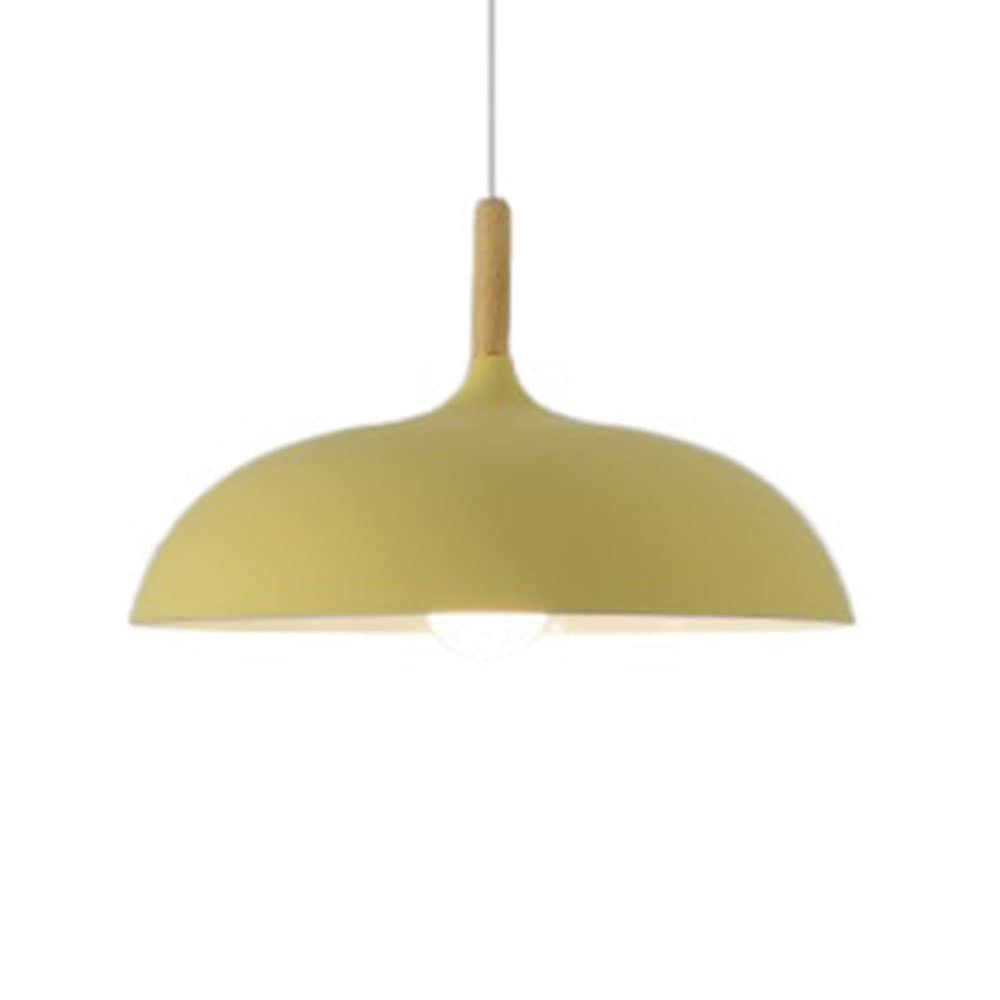 Suspension LED en bois et métal au fini jaune nordique épuré