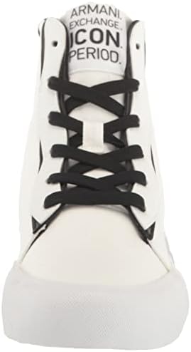 A|X Armani Exchange Women's Icon Project Logo High Top Lace Up Sneaker, Optical White, 10 | Image 1