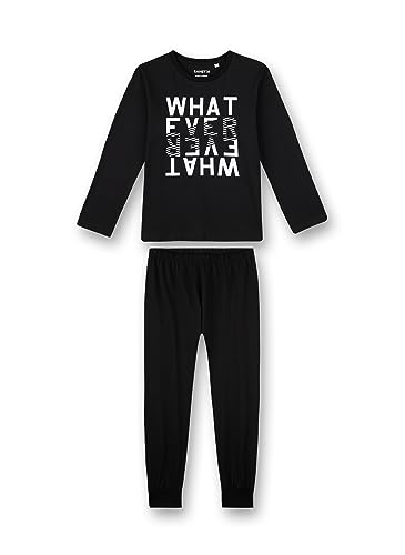 Sanetta Jungen Schlafanzug lang schwarz Pyjamaset, super Black, 164