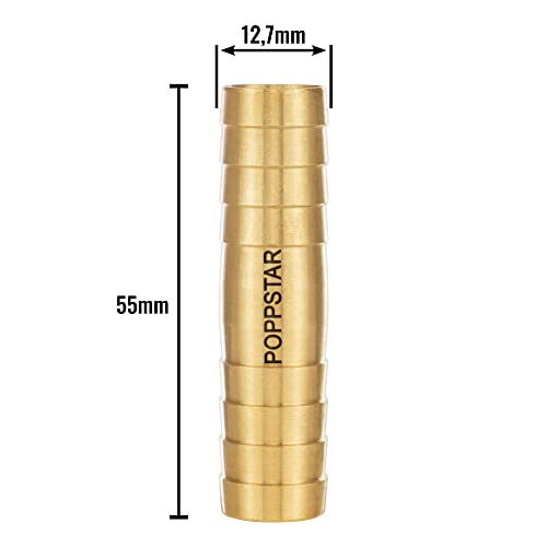 Poppstar 2X Brass Hose Connector 1/2 inch Set including 4X Stainless Steel Hose Clamps for 1/2" (12.7 mm) Garden Hose - Image 2
