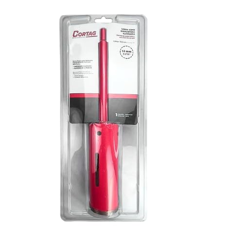 Cortag Serra Copo 53 mm Diamantada - C/Haste e Pino Guia Para Granito Porcelanato Mármore para Pedreiros Cor Vermelho Original Cód - 61899