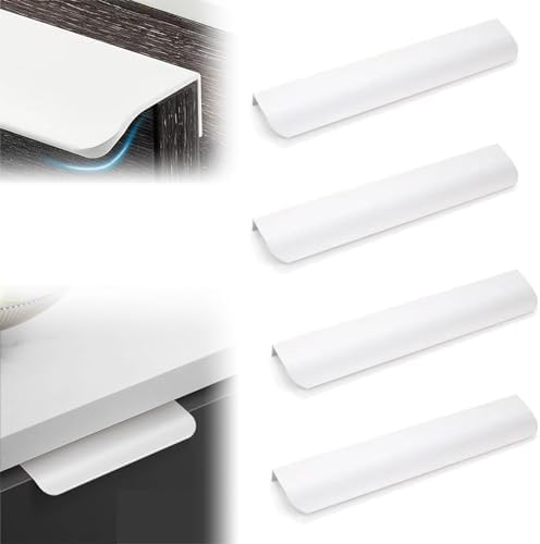 4-tlg. Versteckte Möbelgriffe Weiß - Unsichtbare Schrankgriffe Aus Aluminium 12cm