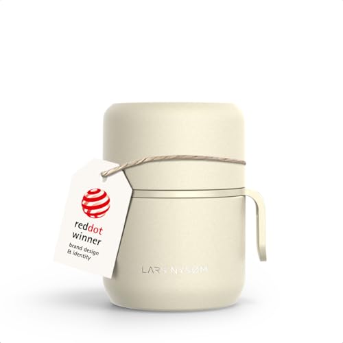 LARS NYSØM Boîte Alimentaire Isotherme en Inox - Récipient Hermétique pour Repas Chauds ou Froids, Thermos à Large Ouverture pour Soupe, Bureau & Voyage (Almond Beige, 350ml)