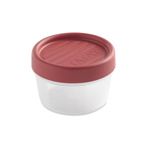 Tatay Tupper Hermético 0,2L Twist | Tapa de Rosca | Recipientes Herméticos Para Alimentos | Apto Microondas, Lavavajillas, Nevera, Congelador | Plástico Libre de BPA | 8,5x8,5x6 cm, Rojo