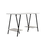 Signature Design by Ashley Bayflynn Modern Home Office Desk or Drafting Table with Sawhorse Legs, White & Black