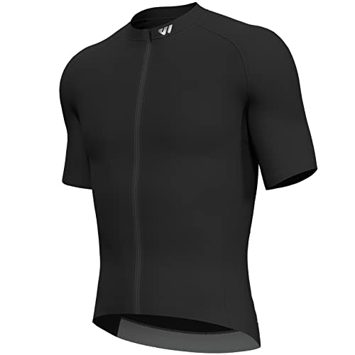 Lo.gas Radtrikot Herren Kurzarm, Rennrad Trikot Durchgehender Reißverschluss mit 3 Taschen, Schwarz, M