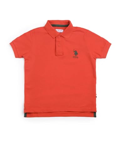 Image of U.S. Polo ASSN. Knitted Boys Polo T-Shirts - Soft Cotton Fabric, Ribbed Polo Collar, Regular Fit T Shirt for Kids