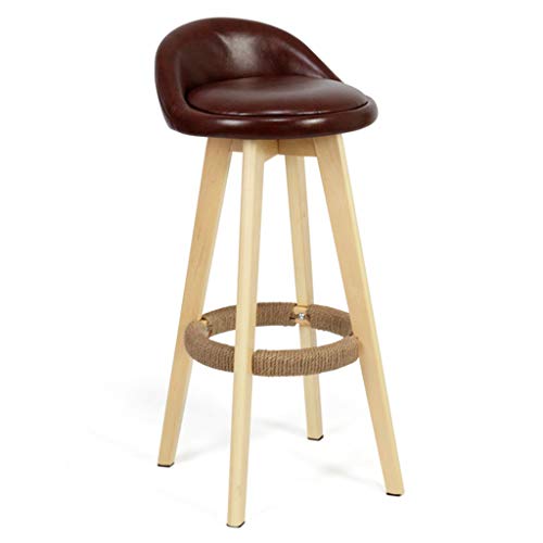 Silla de comedor giratoria vintage con asiento de poliuretano, patas de madera maciza, taburete alto para bar, bar, cafetería, restaurante, carga máxima de 200 kg, solución de asiento elegante y